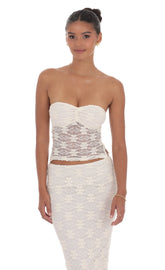 Lace Sheer Top in Cream