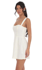 Jacquard Corset A-Line Dress in White