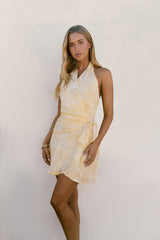 Coasting Along Halter Mini Dress Yellow