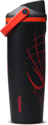 Owala Spider-Man FreeSip Sway Insulated Stainless Steel Water Bottle with Two-Way Spout, Built-in Straw and Bucket Handle, Suitable for School and Sports, 30 oz (approx. 850.5 g), BPA-Free, Leak-Proof, Night Watch