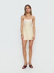 Alishia Satin Sequin Corset Mini Dress Butter