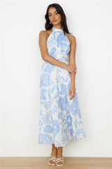 Showing Emotions Halter Maxi Dress Blue
