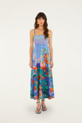 Multicolor Dream Landscape Sleeveless Maxi Dress
