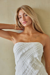 Catalina Ruffle Strapless Midi Dress