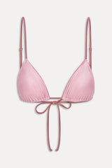 Elena Satin Micro Bikini Top - Sunset Pink