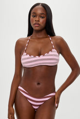 Lotus Mesh Striped Bikini Top - Strawberry Chocolate