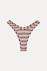 Full Moon Striped Bikini Bottom - Strawberry Chocolate