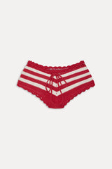 Genevieve Crochet Boy Shorts - Red Ribbon