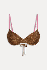 Ireland Satin Underwire Bikini Top - Vintage Cheetah
