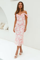 Tropical Vacation Midi Dress Pink