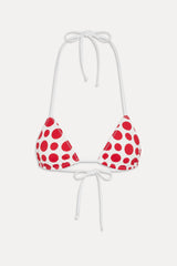 Nick Triangle Halter Bikini Top - Red Dottie