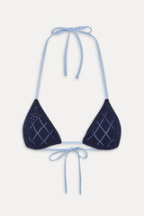 Nick Triangle Halter Bikini Top - Diamond Stitch