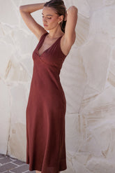 Shyla Midi Dress - Brown