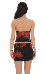 Mesh Floral Tube Top in Black