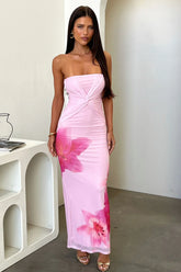 Lennen Strapless Mesh Maxi Dress - Pink