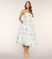 Café Cutie Floral A-Line Midi Dress