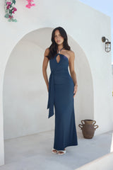Yours With Love Halter Maxi Dress Navy