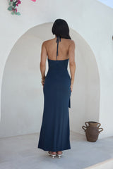 Yours With Love Halter Maxi Dress Navy