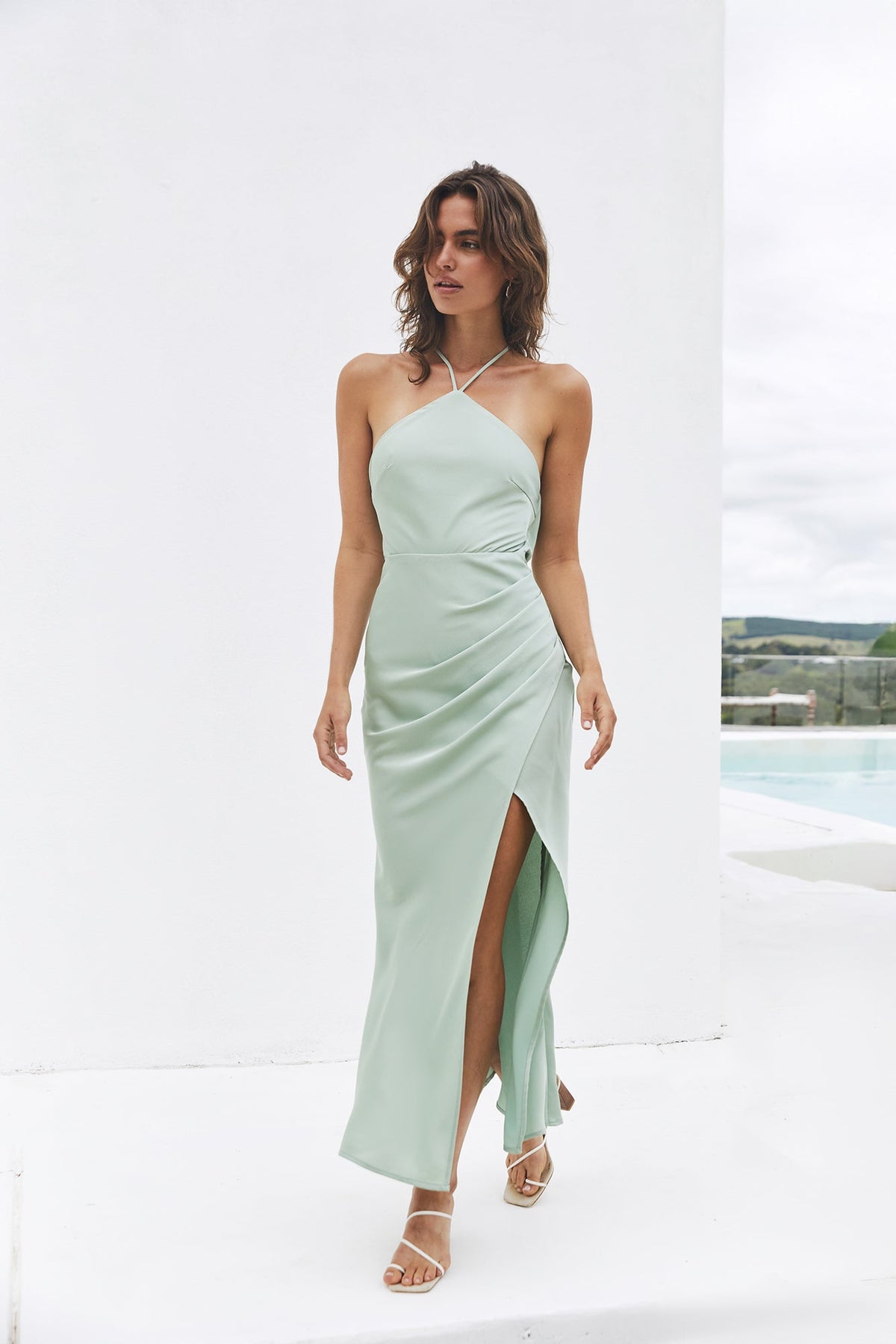 Summer's Embrace Midi Dress Sage