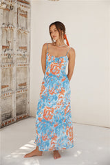 Peony Pillow Maxi Dress Blue