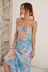 Peony Pillow Maxi Dress Blue