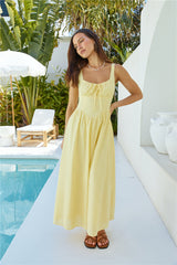 Calming Aura Linen Maxi Dress Yellow