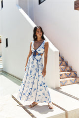Seaside Charm Cutout Maxi Dress Blue
