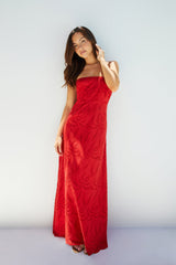 Riviera Rouge Strapless Maxi Dress Red