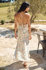 Floral Escape Satin Maxi Dress Multi