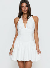 Imojen Halter Mini Dress White