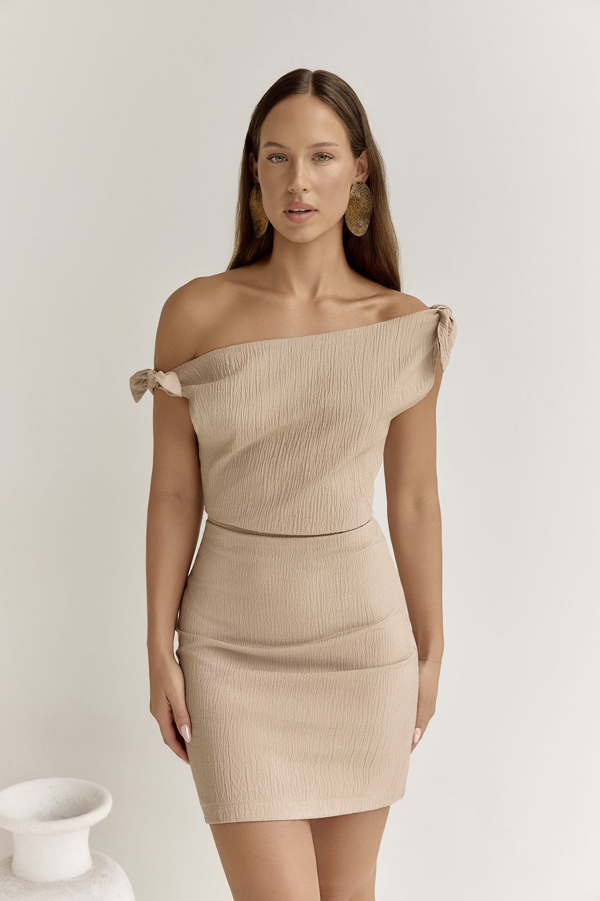 Xanthe Kisses Mini Dress Beige