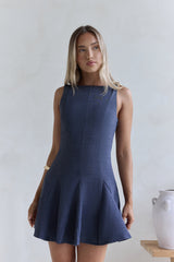 Wistful Bloom Mini Dress Navy