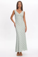 Sunshine Girl Crochet Maxi Dress Sage