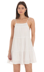 Dotted Shift Dress in White