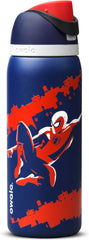 Owala Spider-Man FreeSip Insulated Stainless Steel Water Bottle with Straw, Suitable for Sports, Travel, and School, BPA-Free, 32 oz (approx. 907.2 ml), Swing