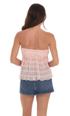 Smocked Strapless Babydoll Top in Pink