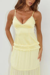 ROSETTA BACKLESS TIERED MAXI DRESS - BUTTER