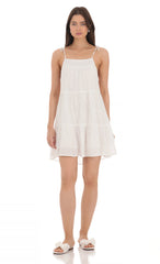 Dotted Shift Dress in White