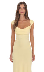 Strappy Cowl Neck Maxi Dress in Yellow