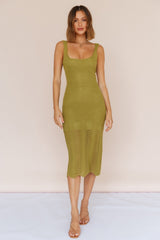 Flowing In Between Midi Dress Olive