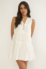 Antibes Tie Front Mini Dress White