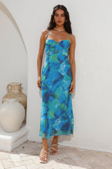 Diving Into The Ocean Midi Dress Blue