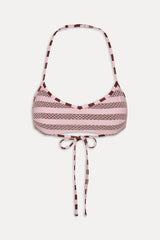 Lotus Mesh Striped Bikini Top - Strawberry Chocolate