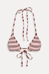 Nick Mesh Striped Bikini Top - Strawberry Chocolate