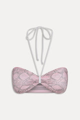 Rumi Reversible Satin Bikini Top - Pink Stripe
