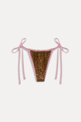 Tia Reversible Satin Bikini Bottom - Vintage Cheetah