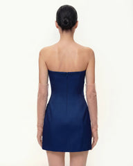 Iris Floral Print Strapless Dress �C Navy blue