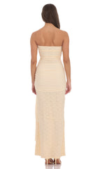 Strapless Lace Tassel Wrap Maxi Dress in Vanilla