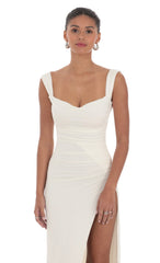 Open Back Bow Maxi Dress in White